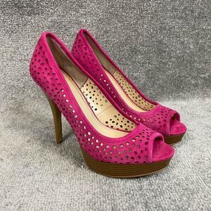 Enzo Angiolini Women’s 8M 5 inch Platform Stilettos Heels Perforated Pink Open